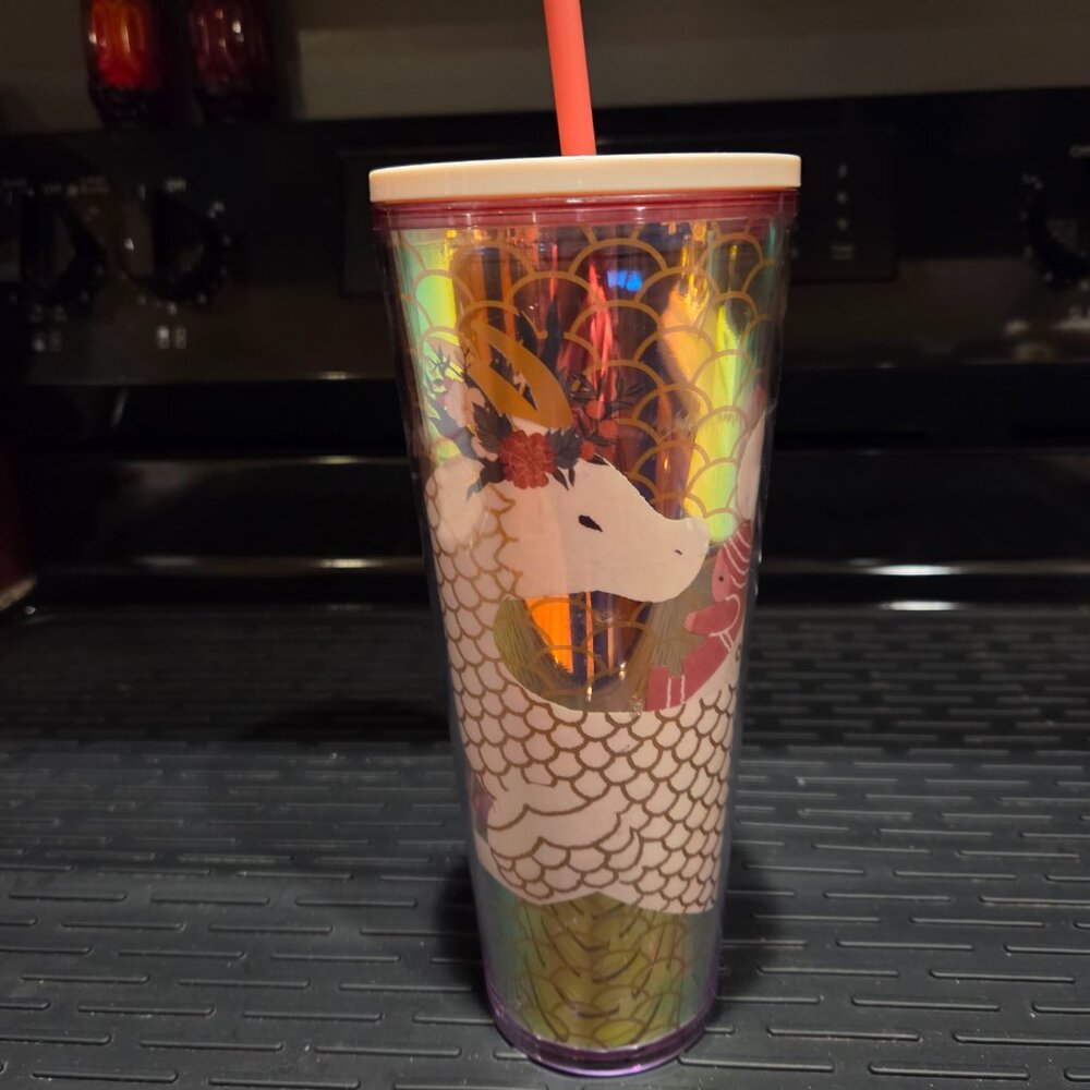 Starbucks 2024 Lunar New Year Dragon 24 oz Tumbler Venti Cold Cup w/straw